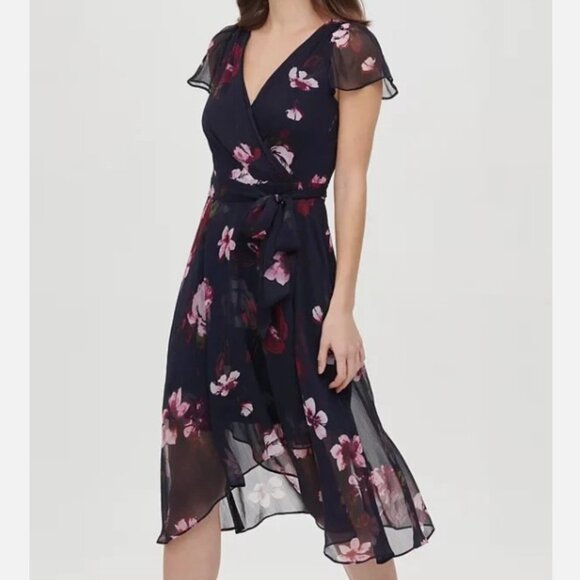 DKNY Navy Faux-Wrap Wrap Dress - Picture 2 of 3